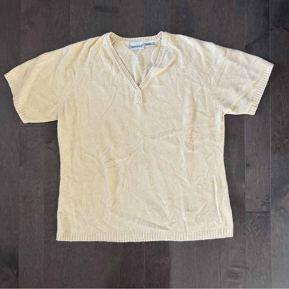 Vintage 90's Fashion Bug Silk Angora Blend Butter Yellow Sweater 18/20W‎